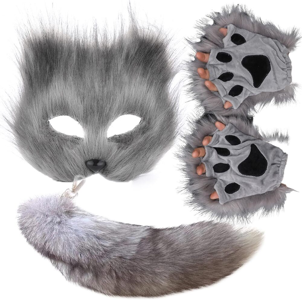 1446 Therian Mask And Tail Set For Girls Halloween Cat Mask